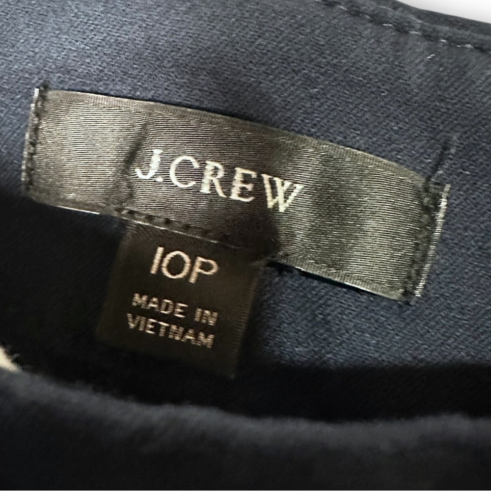 J Crew Sydney Wide Leg Pants Sz 10 Petite Bi-Stretch Cropped Navy Blue Office   - Picture 11 of 11